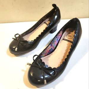 Wonder Nation black shiny girls party shoes size 1